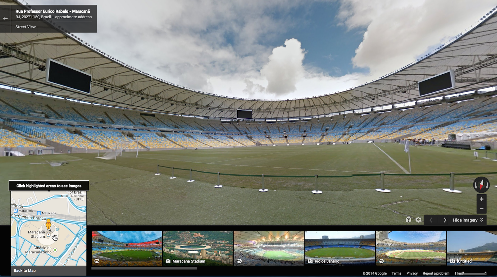 Google Maps view of World Cup stadiums - Maracana